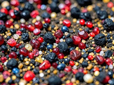 Garnet grains creating red accent in sand