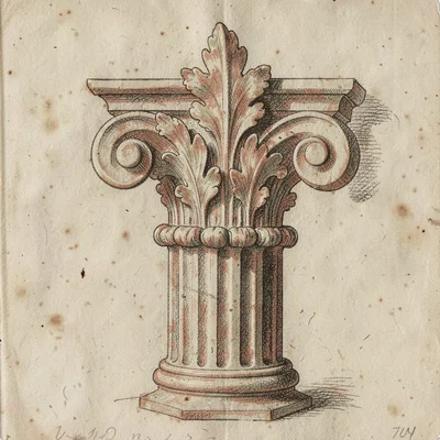 Column capital with acanthus leaves