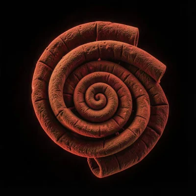 Cinnamon scent rendered as warm red-brown spiral forms