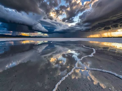 Storm clouds reflecting creating dramatic double sky