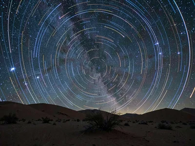 Star trails centered on celestial pole