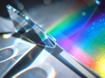 Cool spectral extract, prism splitting beam but only the blue-cyan-violet portio