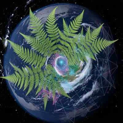 Fern frond spiral unfurling that matches hurricane satellite view exactly