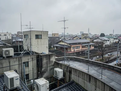 Industrial rooftop view