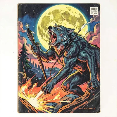 A werewolf howling at moon