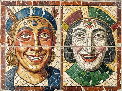 Theater masks mosaic