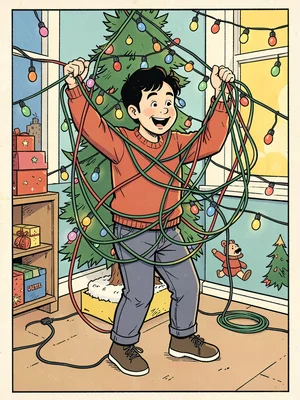 Tangled in Christmas lights