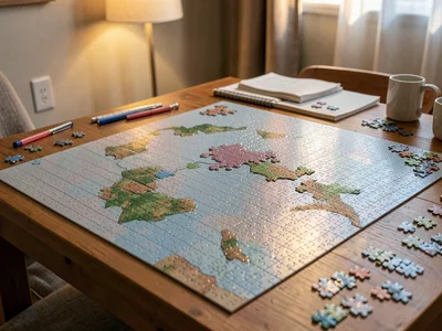 Connected islands across the board, not yet merged, the archipelago phase of puz