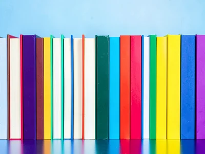 Arranged books by spine color