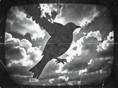 Grunge nineties bird silhouette