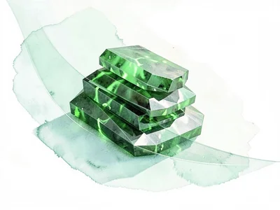 Polished peridot lowpoly accordion with stacked faceted bellows and crisp green 