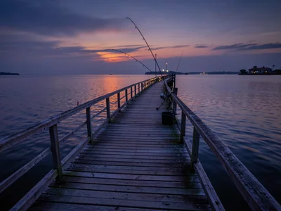 Fishing pier at dusk