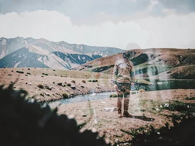 Landscape with figure suggested in terrain