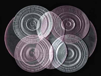 Multiple overlapping cymatics creating moiré interference