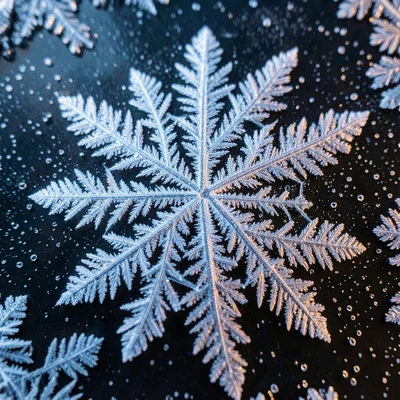 Ice crystal lattice at extreme magnification, hexagonal structure visible in sin