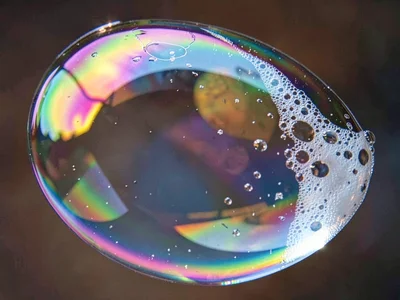 Edge of bubble showing surface tension