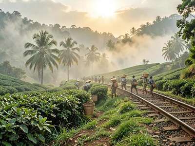 Tea plantation in mist