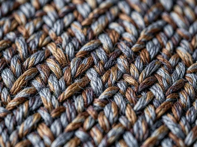 Herringbone tweed macro, zigzag weave pattern in mixed grey-brown fibers, classi