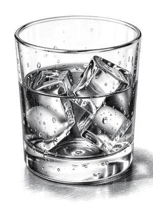 Glass of whiskey with ice