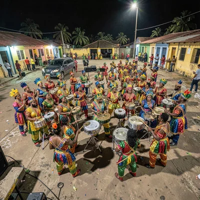 Carnival saturation explosion in Port of Spain, Trinidad, Panorama steelband reh