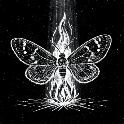 Moth flame scratchboard