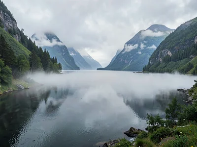 Mist clearing to reveal valley in stages