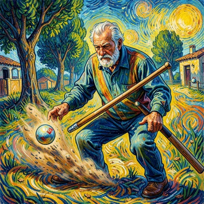 Post-impressionist Provençal intensity, emotional saturated color, An old man pl