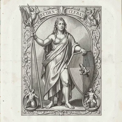 Britannia with trident and shield