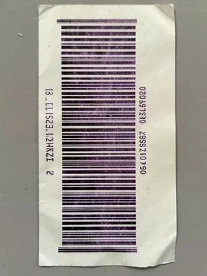A barcode that stretches the entire length of a three-foot receipt