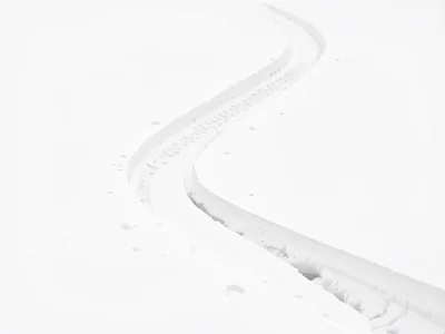 Sled track curve on white