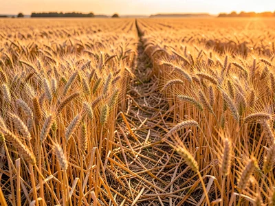 Wheat stubble after harvest in amber tones