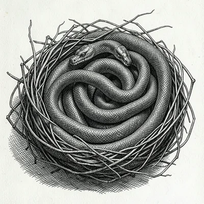 Serpent tangle cross-hatched