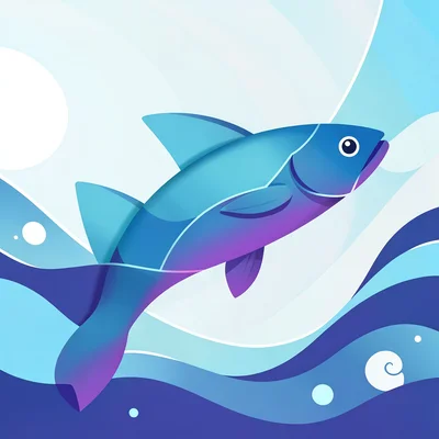 Morphing vector illustration, fish transforming into water , smooth vector gradi