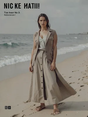 Fashion editorial on sandy beach