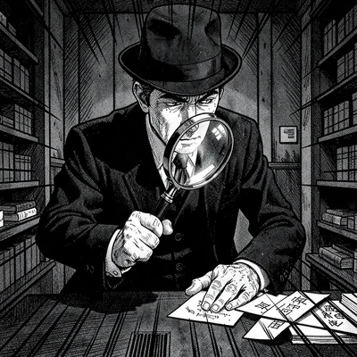Detective examining clues