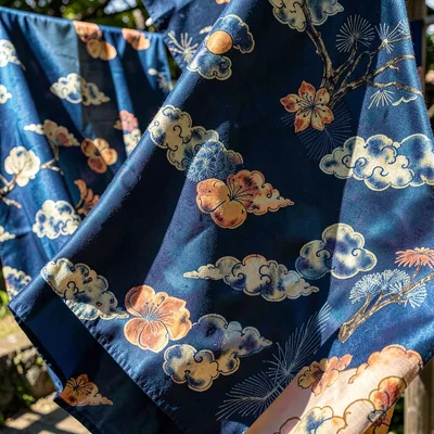 Through the textile eye of Kyoto, woven and dyed, Bolts of indigo-dyed fabric dr