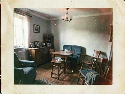 Interior with reduced contrast film age
