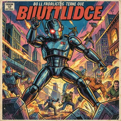 Robot uprising in futuristic city