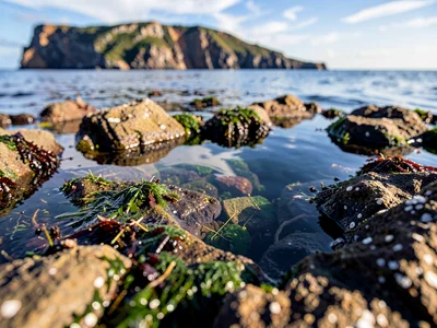 Tide pool detail to distant headland