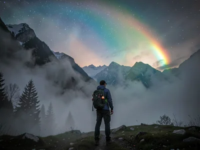 Brocken spectre with backpack