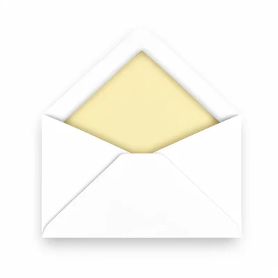 abstract envelope with the flap mid-fold revealing a butter-yellow rectangle ins