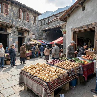 Cusco Inca-colonial interface, stone empire dialogue, Potatoes in dozens of vari