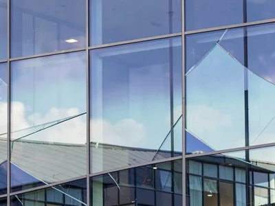 Gradient reflection broken by window frames