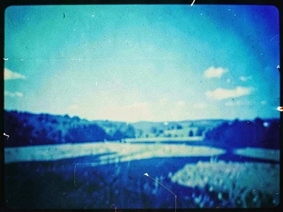 Landscape with blue shadows cyan skies