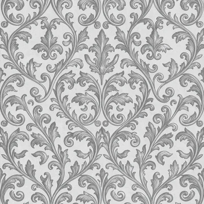 Damask scroll grey jacquard