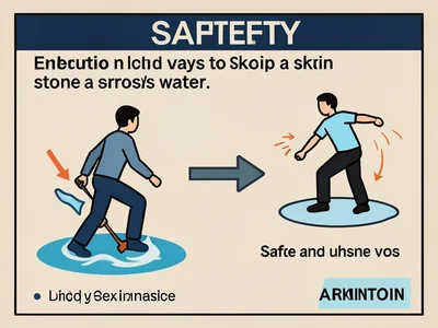 A diagram showing the safe and unsafe ways to skip a stone across water