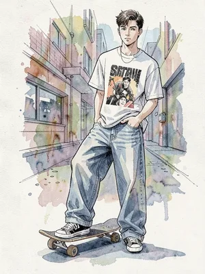 Skater wide-leg graphic tee