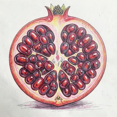 Pomegranate cross-section with seeds