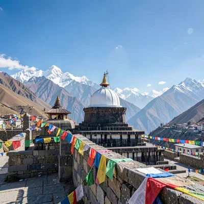 High altitude clarity of Kathmandu, Nepal, Stupa eyes watching over mountain val