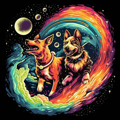Swirling galaxy rocket 50s retro design passing rogue